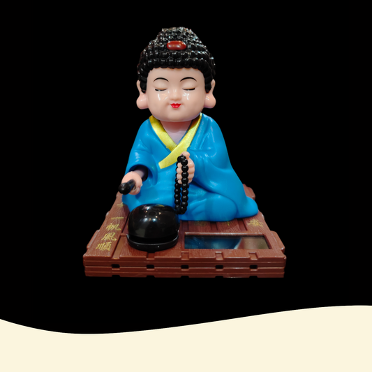 Solar Powered Gautam Buddha Statue with Moving Head and Hand for decor Decorative Showpiece